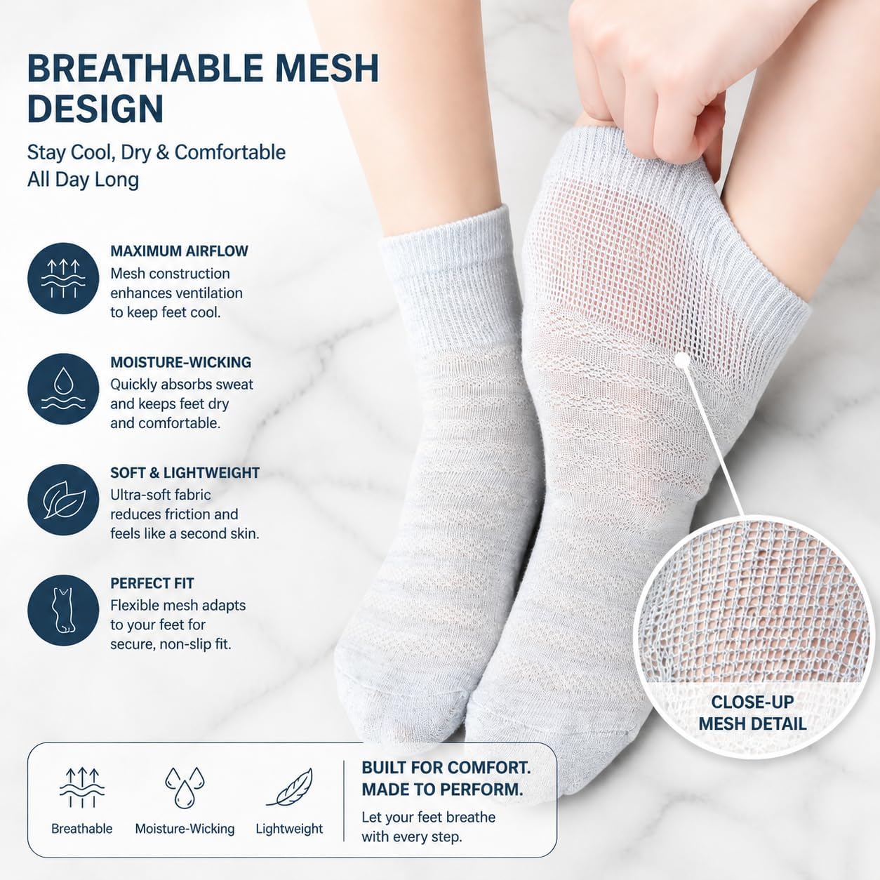 Women’s Diabetic Socks, 6 Pairs Non Slip Non Binding Extra Wide Ankle Socks for Swollen Feet, Lymphedema, Neuropathy