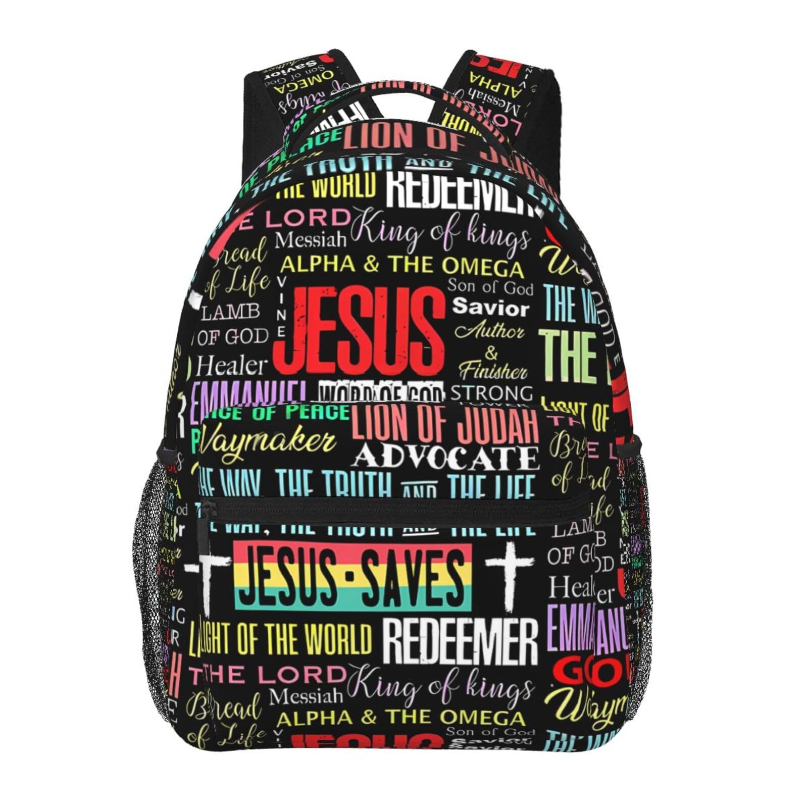 Luirioe Jesus Cross Laptop Backpack for Travel Lightweight Bookbag Large Capacity Christian Bag Casual Daypack