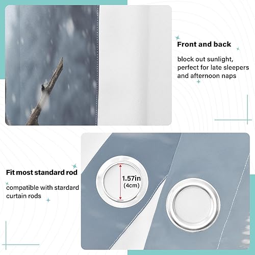 Miniatura 5 de Cortinas opacas de Navidad con diseño de muñeco de nieve de invierno para dormitorio, aislamiento térmico, con ojales, cortinas opacas para