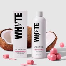 Whyte Organic Coconut Oil Pulling Mouthwash for Bad Breath, Teeth & Gums | Cold-Pressed Coconut Oil, Alcohol & Fluoride Free Teeth Whitening Oral Rinse, for Sensitive Teeth and Gums, 8 oz Bubble Gum