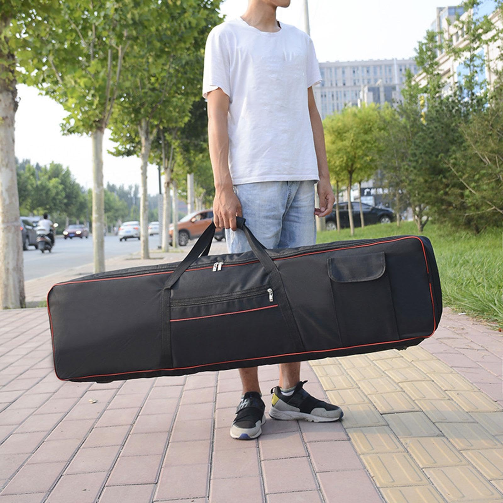 Estuche para Teclado de 61 Teclas con Bolsillos Y Correas Ajustables, 102x44x15cm