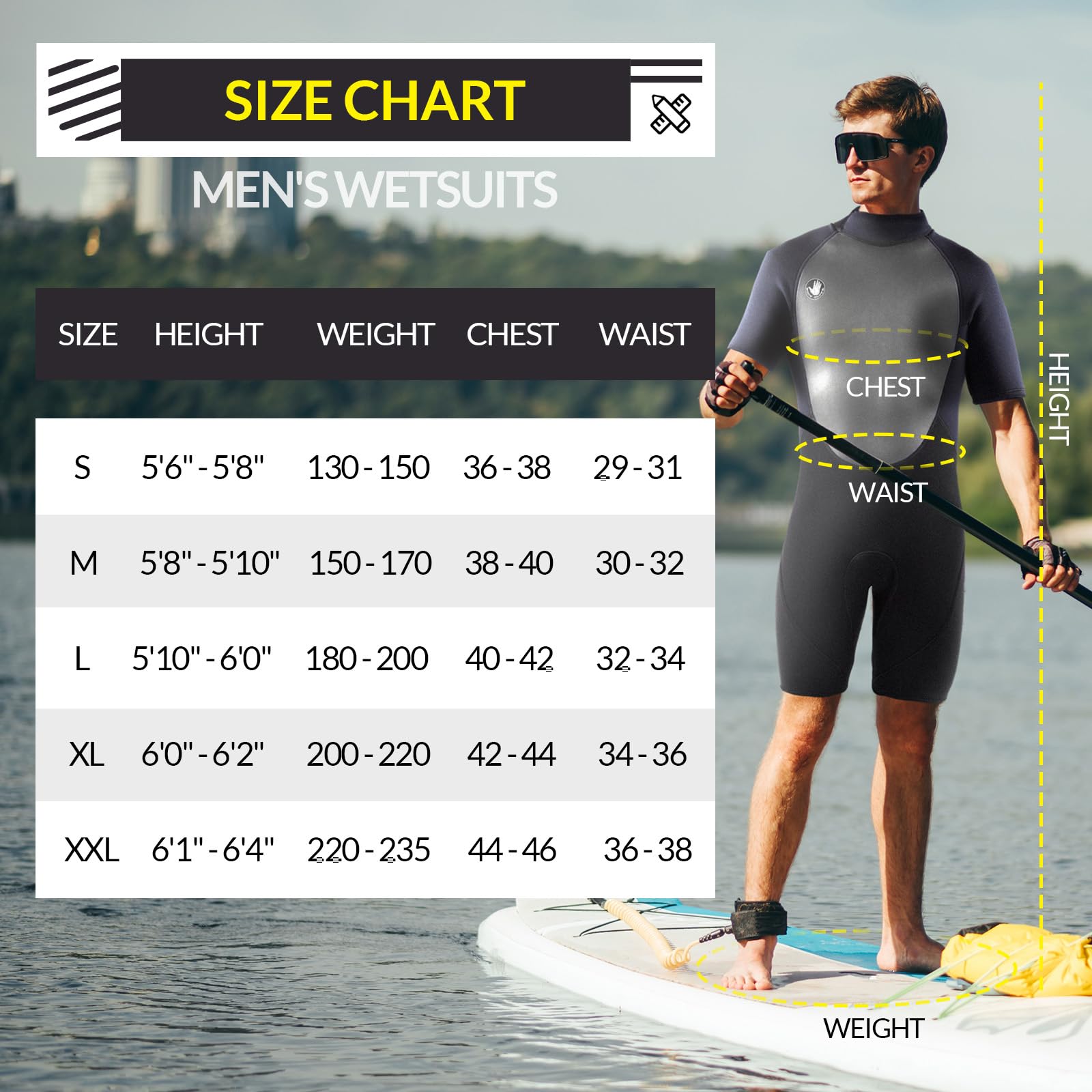 Amazon | Body Glove Pro3 Men Shorty Spring Wetsuit 2.2mm Black