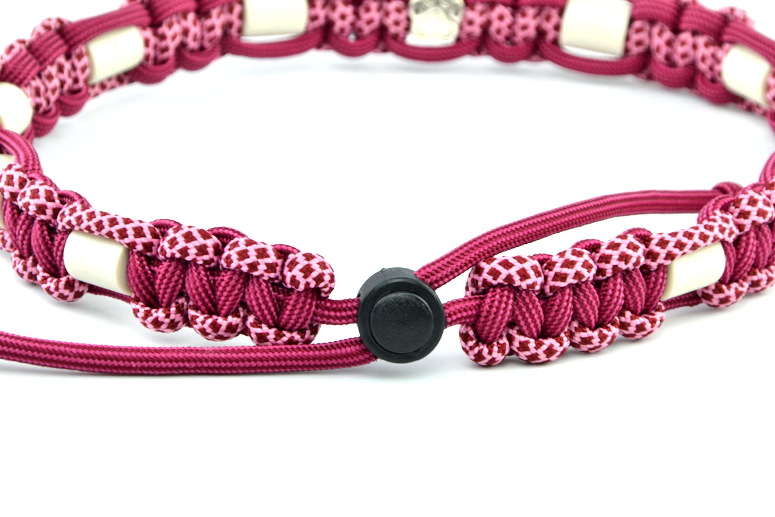 Collar de cerámica EM para perros y gatos, hecho a medida con cinta EM, paracord de EE. UU. (51-60 cm), color frambuesa