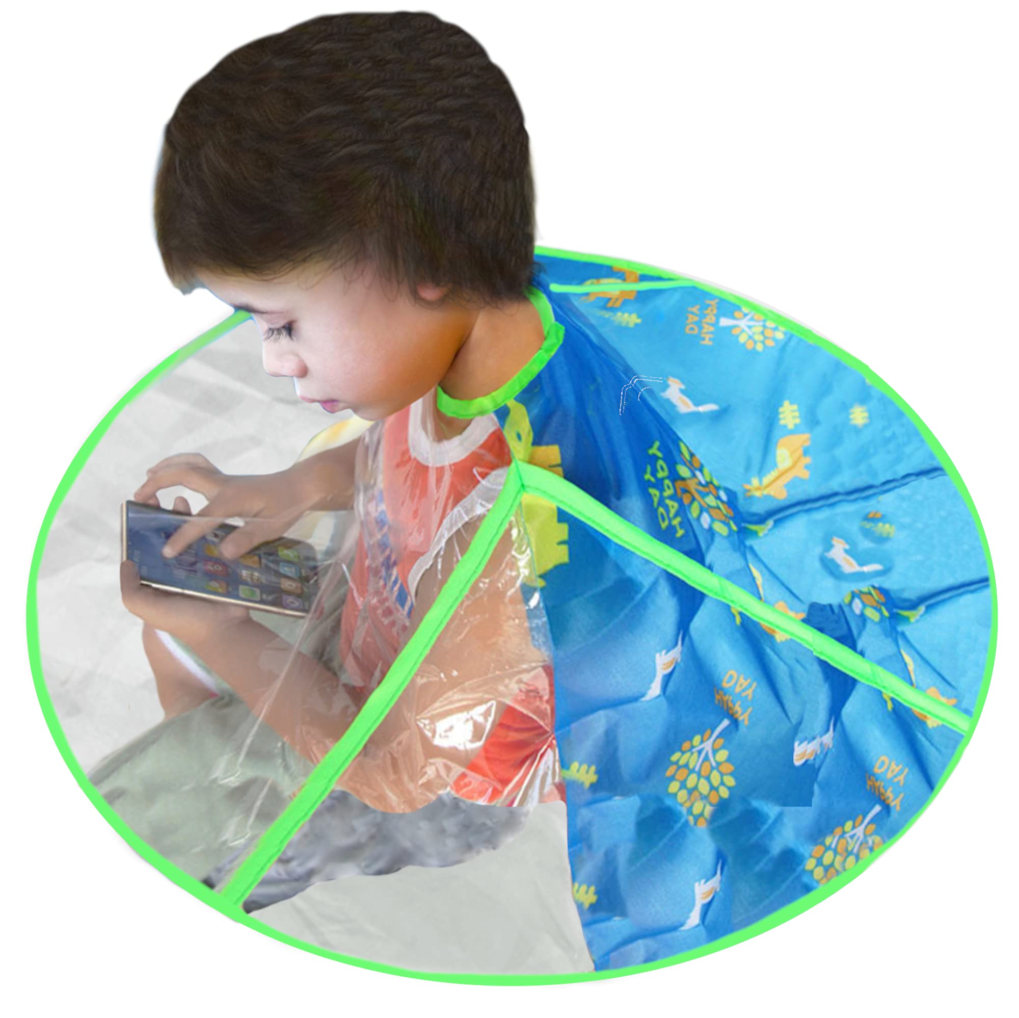 GUSTO Capa Corte de Pelo Peluquería para Niños con Ventana Transparente Kids Hairdresser Cape (Good Day)