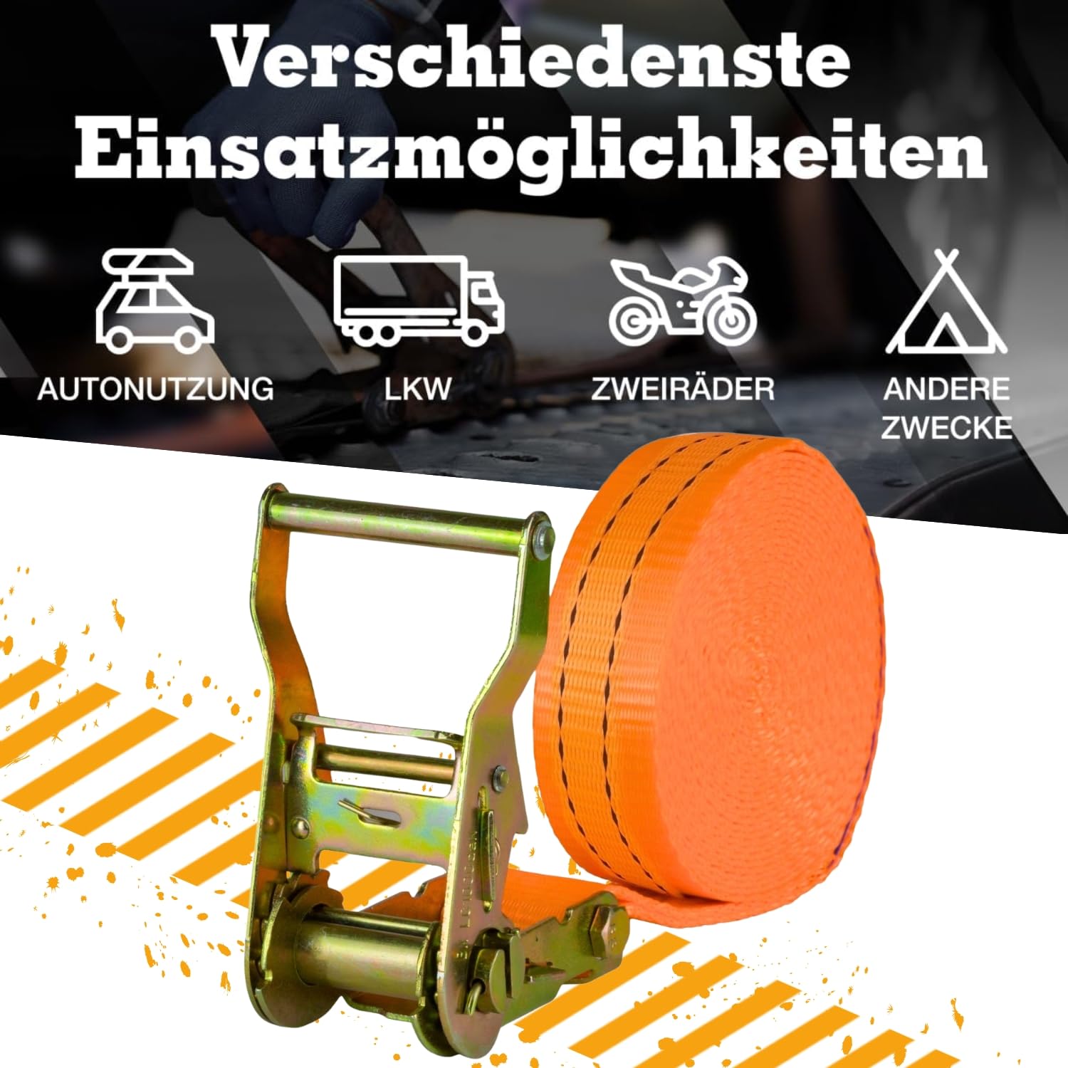 Spanngurt 2t 4m 1000kg 2000 kg daN Zurrgurte einteilig LKW Anhänger 2 to 4 Meter (20 Stück)