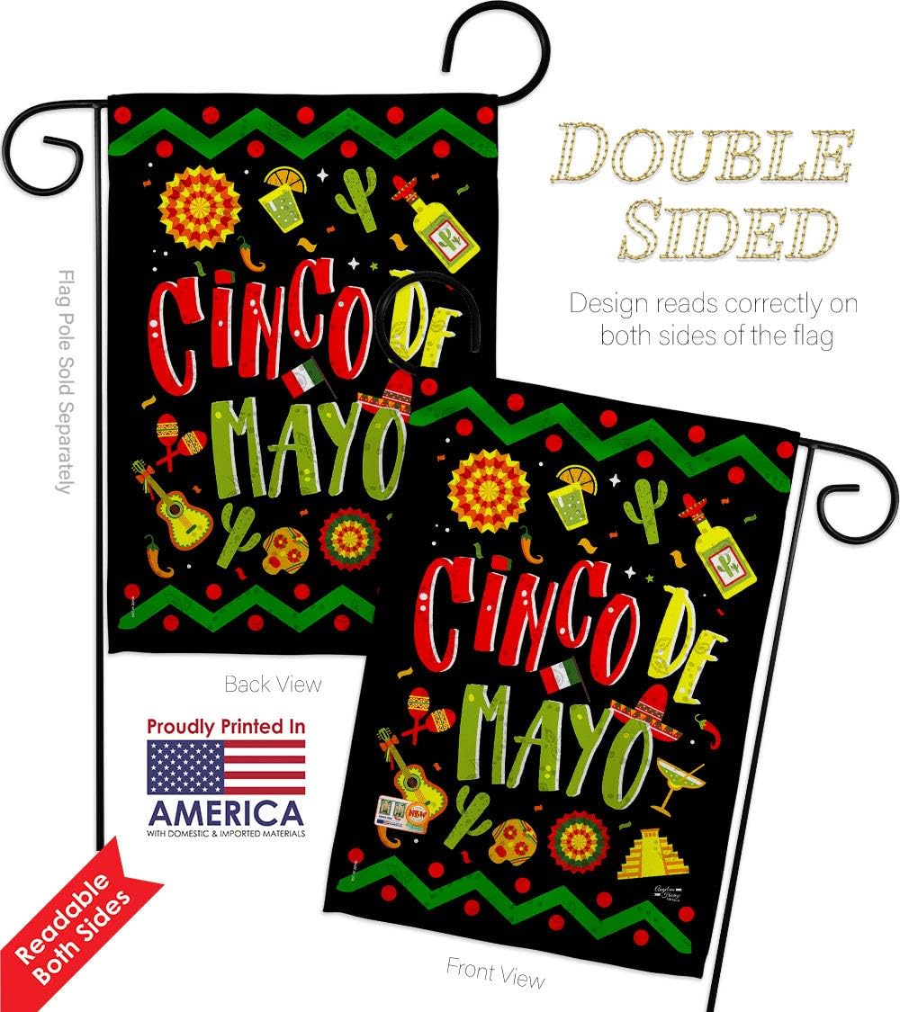 Ready to Cinco de Mayo Garden House Flags Set Summertime Party Cactus Pinata Sombrero Mexican Fiesta Outdoor Small Decorative Gift Yard Banner Double-Sided Made In USA 28 X 40