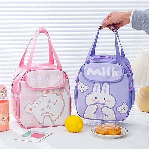 Miniatura 2 de Bolsa de almuerzo Kawaii para mujer, bolsa de picnic con aislamiento al aire libre, bolsa de almuerzo de animes, gran capacidad