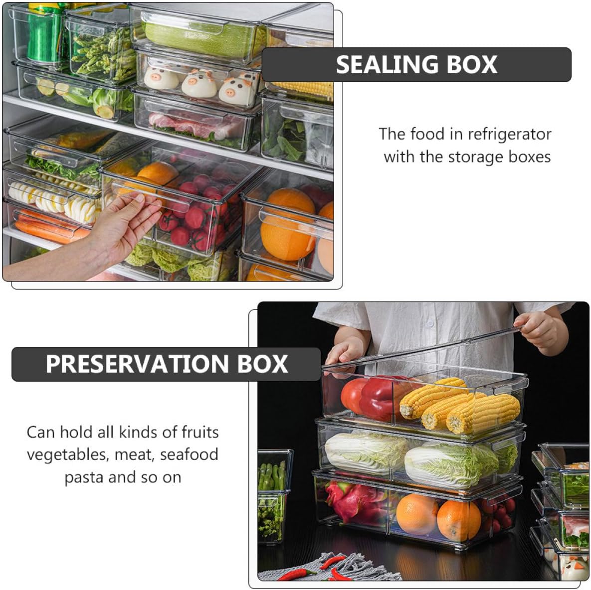 PRETYZOOM Bread Vegetable Storage Box Lid Food Storage Boxes Fruit Container Refrigerator