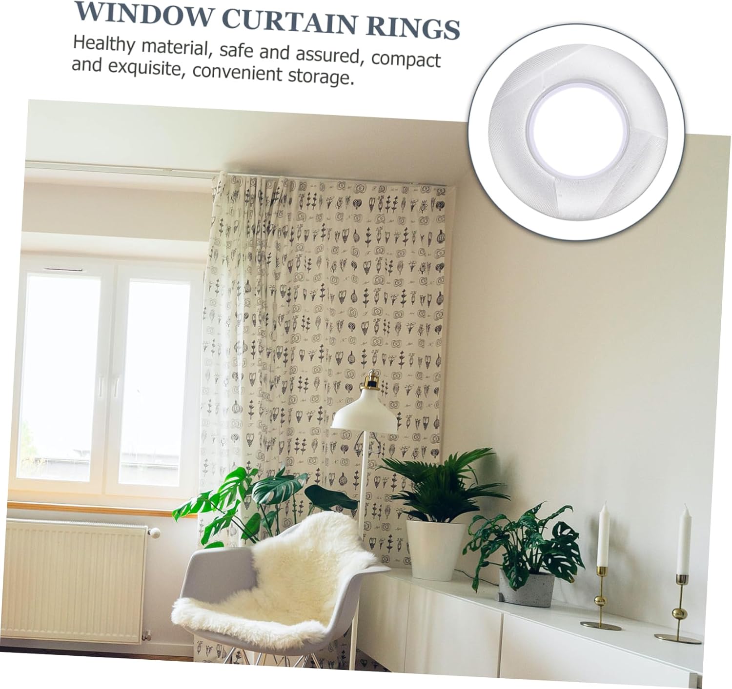 80pcs Self-Locking Drapery Eyelet Curtain Rings for Living Room Bedroom Home Decor