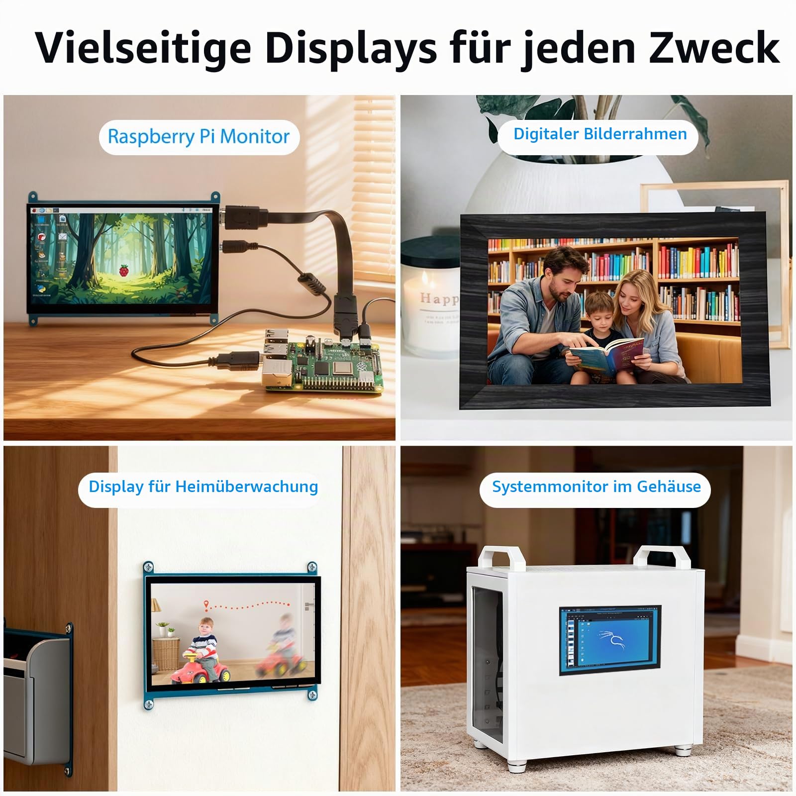 7-Zoll Raspberry Pi Touch Screen Display, Elecrow 1024X600 HDMI Monitor für Raspberry Pi 4B 3B + Windows