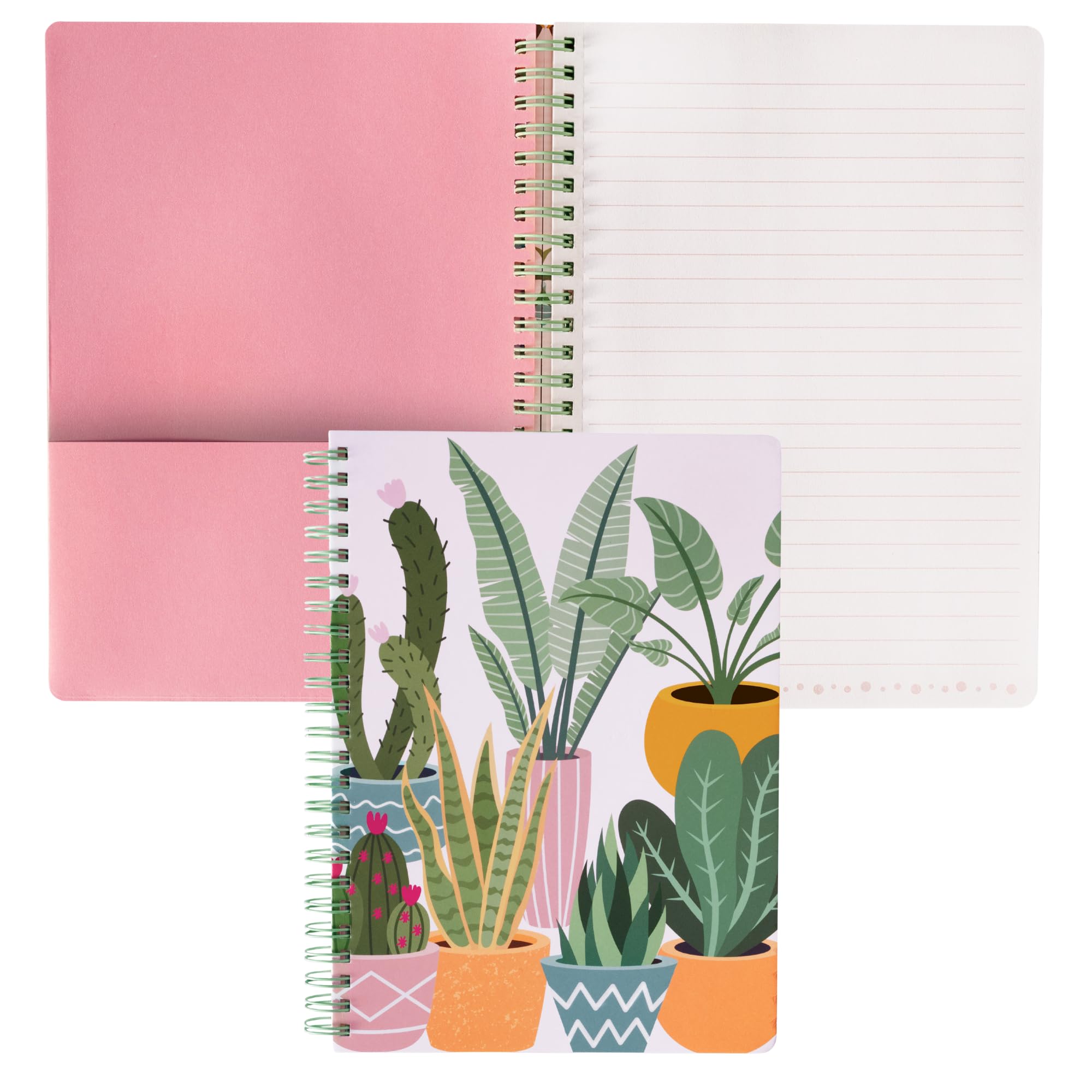 Steel Mill & Co Cute Pink Mini Spiral Notebook, 8.25" x 6.25" Journal with Durable Hardcover and 160 Lined Pages, Succulent โ image 1