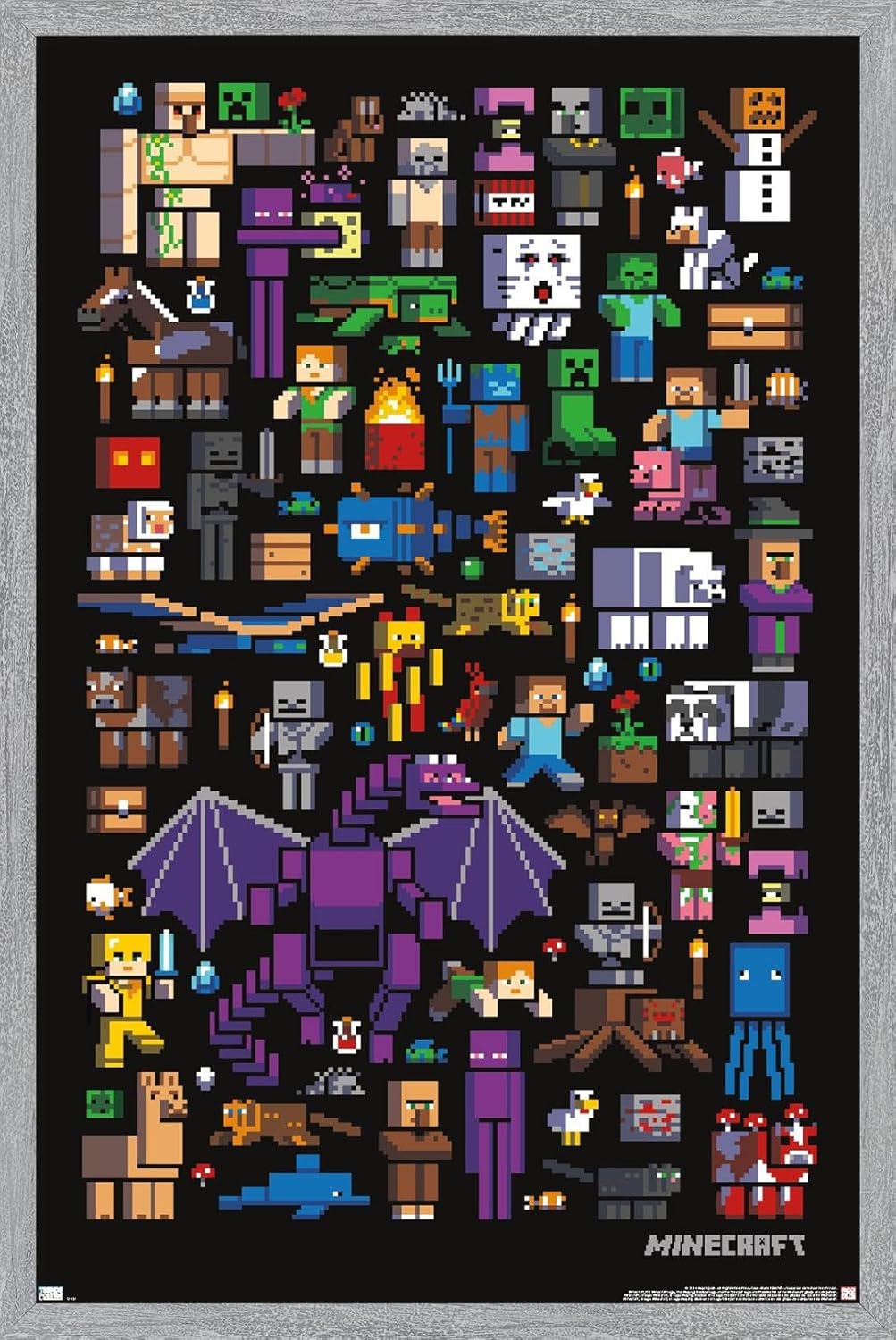 Trends International Minecraft - Mobbery Wall Poster, 22.4L x 14.7W, Gray Framed Version