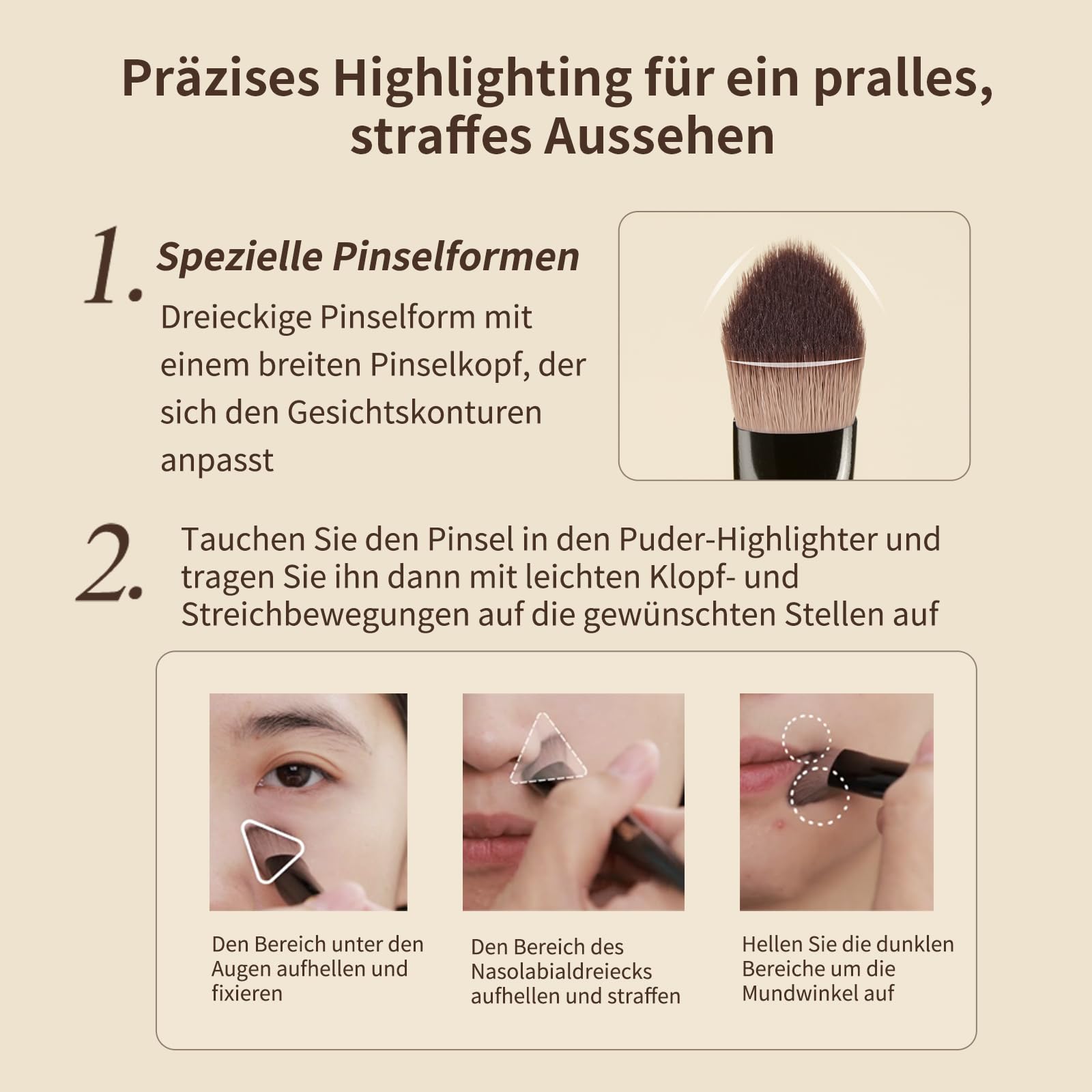 MSQ 1 pincel triangular para corrector,pincel angular para detalles facial