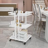 Vista 2 de Carrito de Esteticista con Ruedas, Carrito Rodante Utilitario para Salón, Organizador de Almacenamiento Móvil Blanco para Spa de Belleza