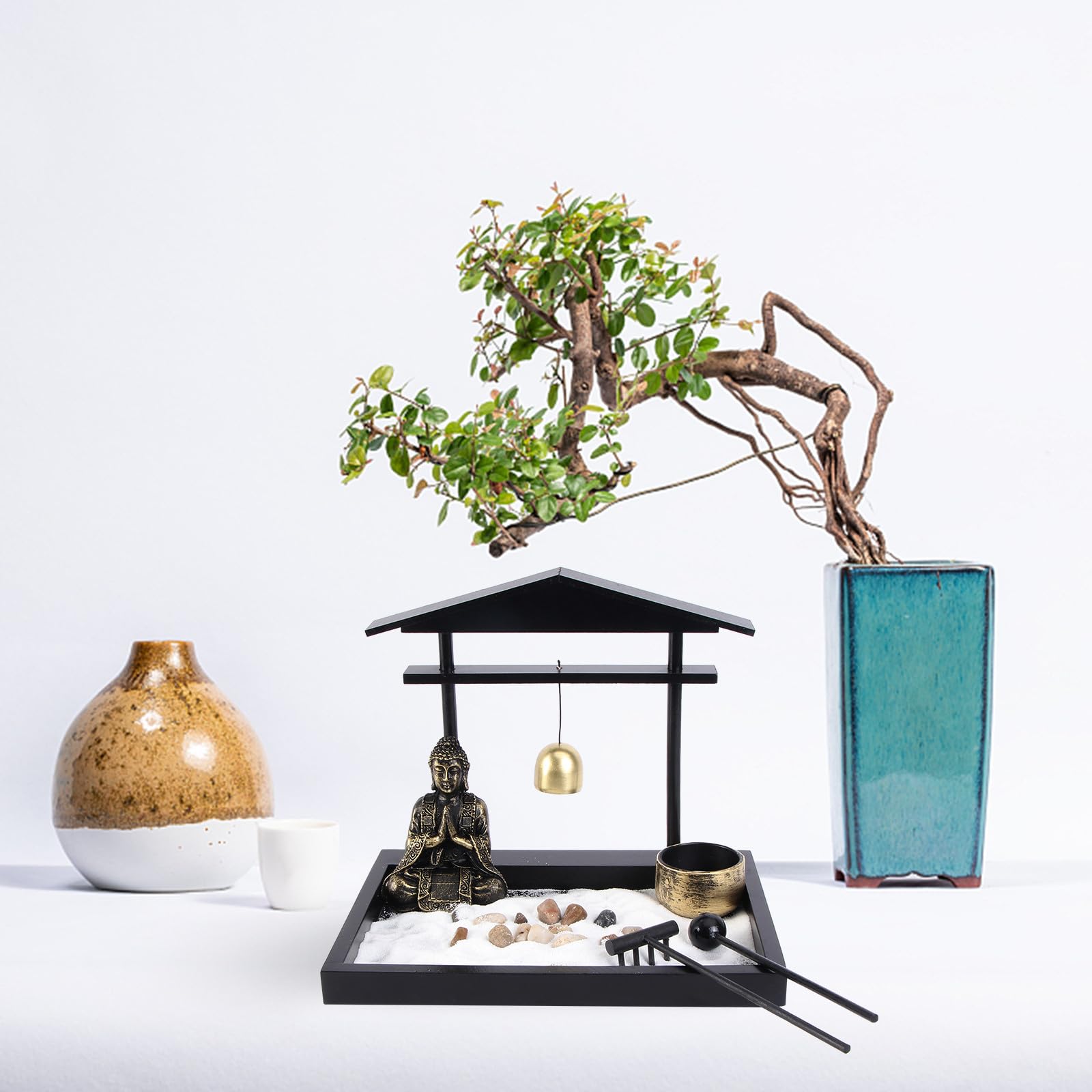 GLEAVI Figura de Buda para Mesa de Arena, Adorno de Resina Marrón