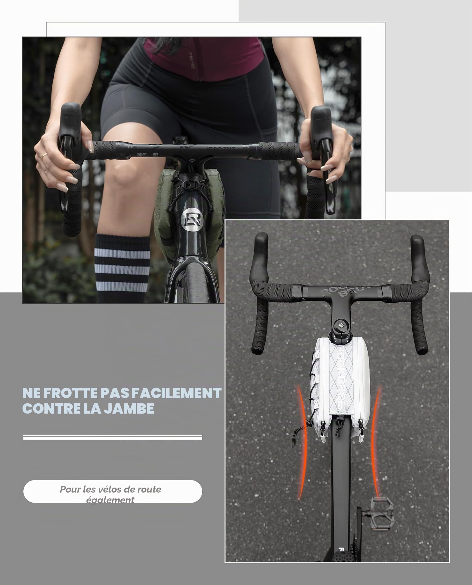 ROCKBROS Sacoche pour Cadre de Vélo, Sacoche pour Tube Supérieur de Vélo de Route MTB, Sacoche 1 L avec Bandoulière, 20 x 11 x 11 cm, Noir Vert Violet Bleu.
