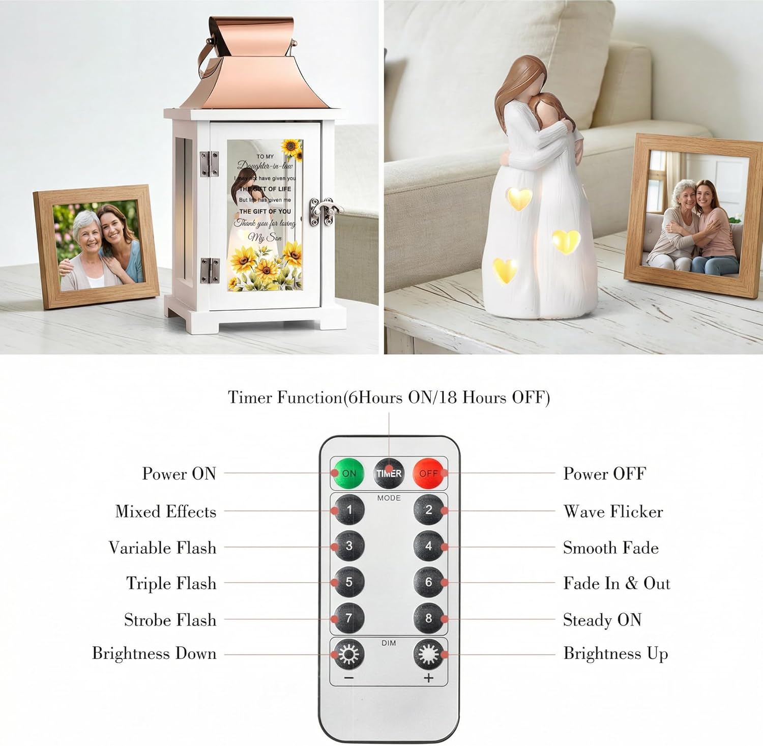 Daughter in Law Gifts, Meaningful Daughter in Law Birthday Gifts, Gifts for Daughter-in-Law for Birthday Christmas Mothers Day, Lantern with Hand Painted Figurine