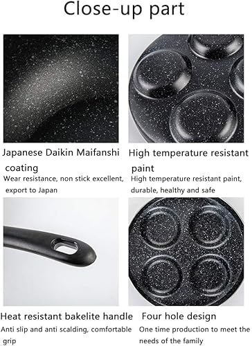 Miniatura 9 de Sartén antiadherente de aluminio para 4 tazas, color negro, 9.4 in