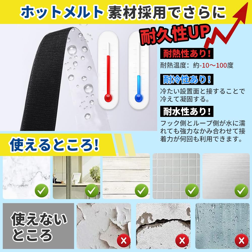 Samcos - Cinta de cierre de fuerte, cinta adhesiva de doble cara incluida, adhesivo fuerte, macho/hembra, resistente al calor, impermeable, industrial, comercial, uso doméstico