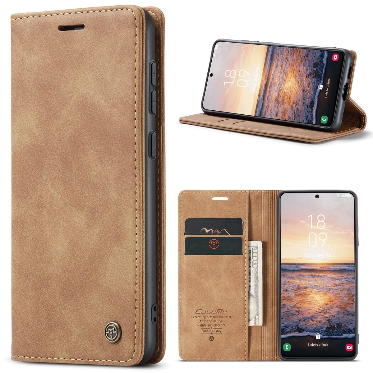 Étui de protection Samsung Galaxy S23 cuir synthétique marron et RFID