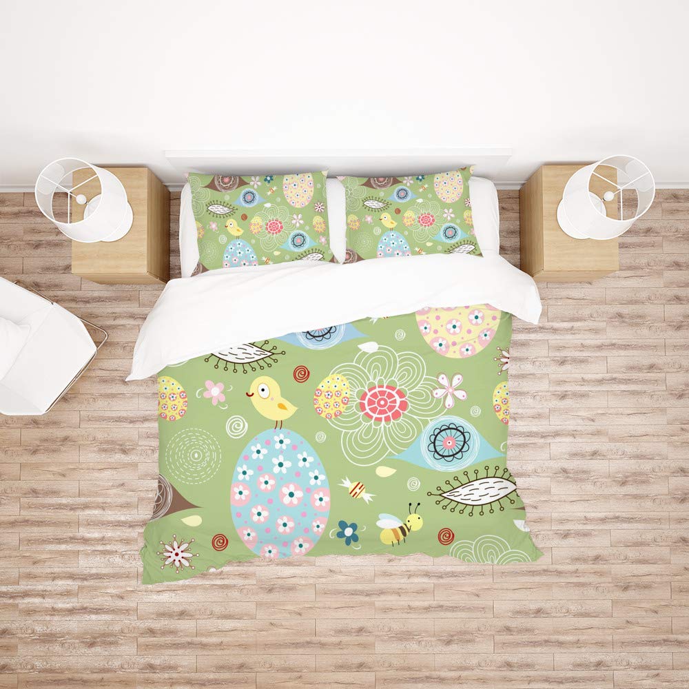 Parure de lit motif floral de Pâques King Size pour illuminer votre chambre au printemps