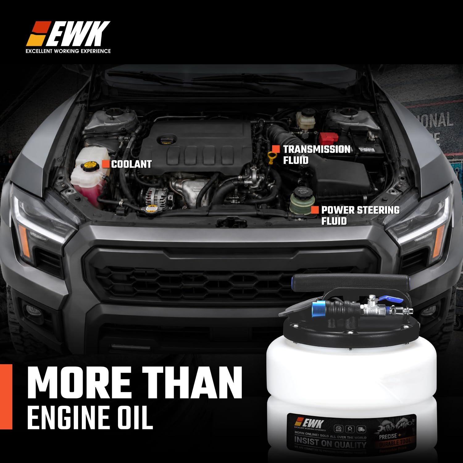 EWK Bomba extractora de aceite neumática/manual de 15 L, evacuador de líquido para cambio de aceite, herramienta de evacuación de vacío de gran capacidad para coches, camiones y maquinaria agrícola