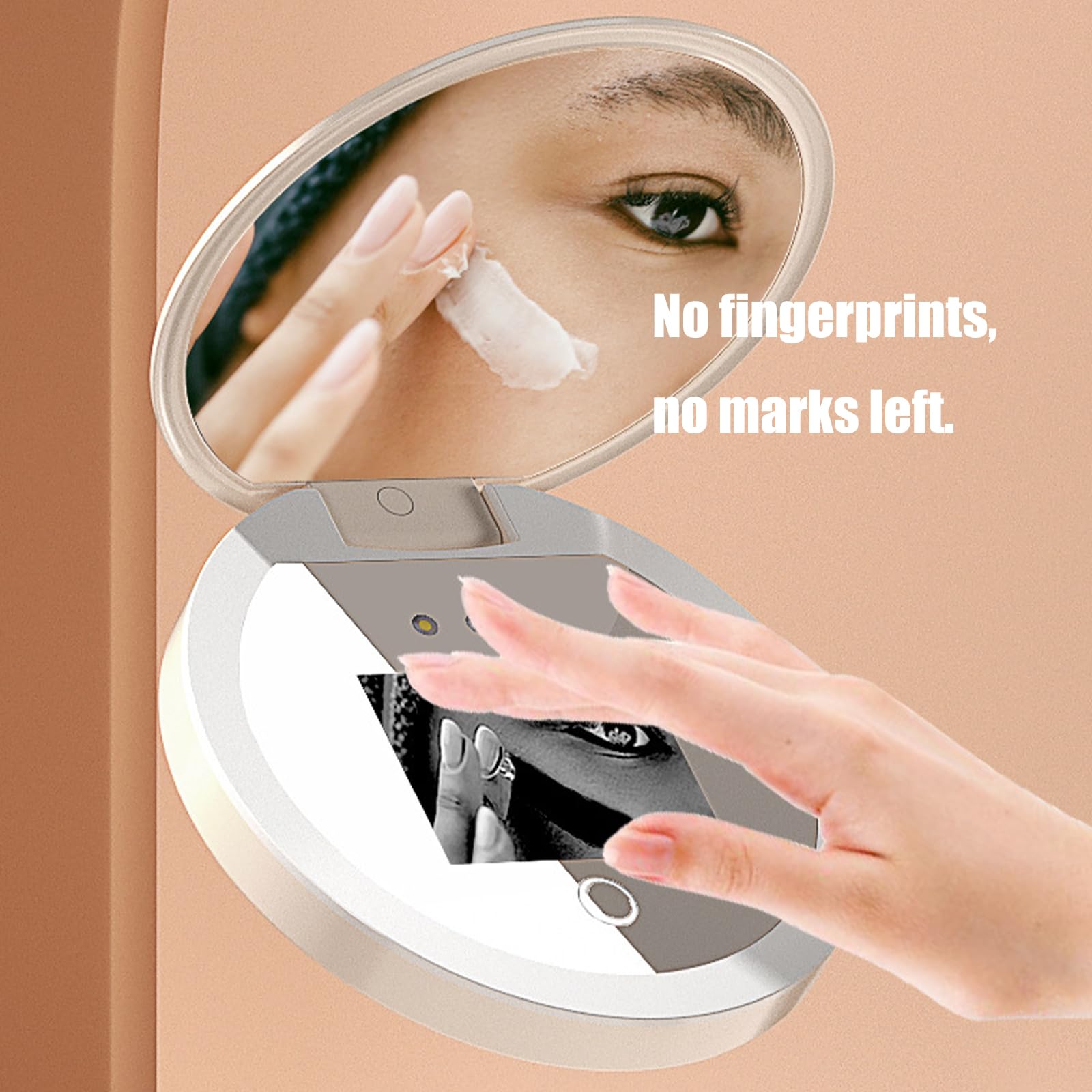 Mirrour - Cámara recargable para protección solar, 2 aumentos, espejo de maquillaje compacto para mujer, bolsillo de doble cara para protección de la piel