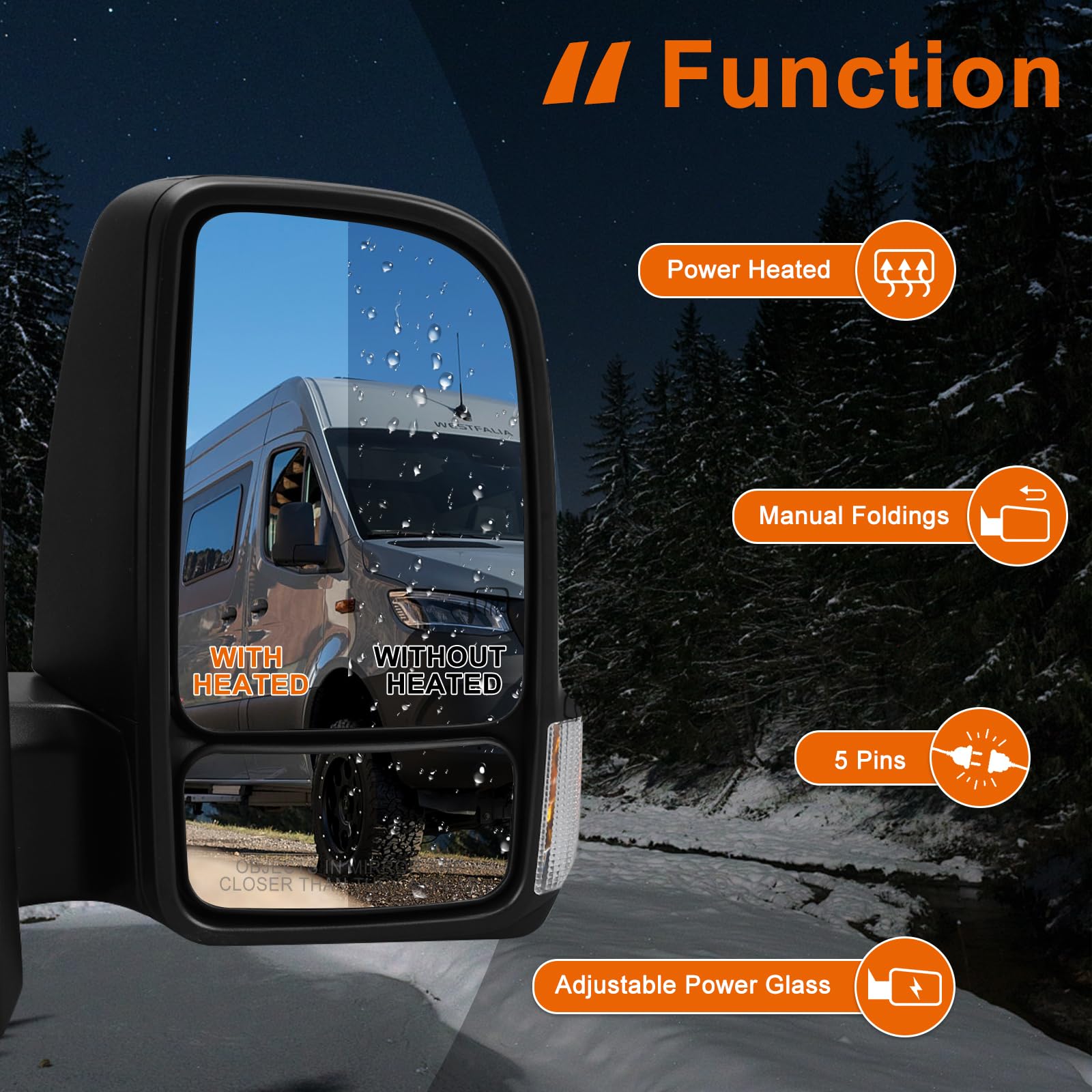 Rétroviseur extérieur droit de rechange pour Mercedes Sprinter W907 W910 VS30 2019-2024, kit complet avec clignotant, verre convexe, verre chauffant, pièce de rechange OE#A9108109001