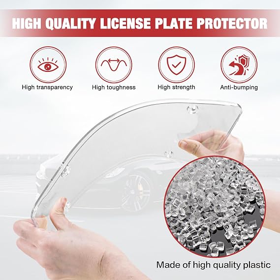 License Plate Protector 2 Pack, Clear License Plate Cover 12.08 * 6.02 Universal, Plate Cover for Car Plastics, Car Frame Cover Shield with Screws Transparent Spacers Screw Caps by XIOGZAXI