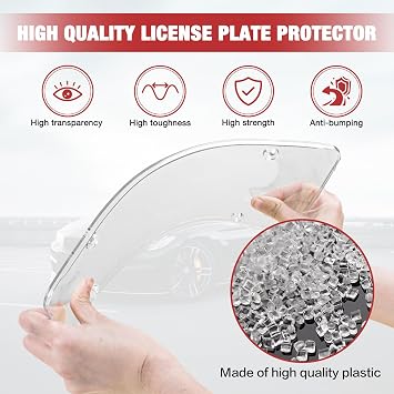 License Plate Protector 2 Pack, Clear License Plate Cover 12.08 * 6.02 Universal, Plate Cover for Car Plastics, Car Frame Cover Shield with Screws Transparent Spacers Screw Caps by XIOGZAXI
