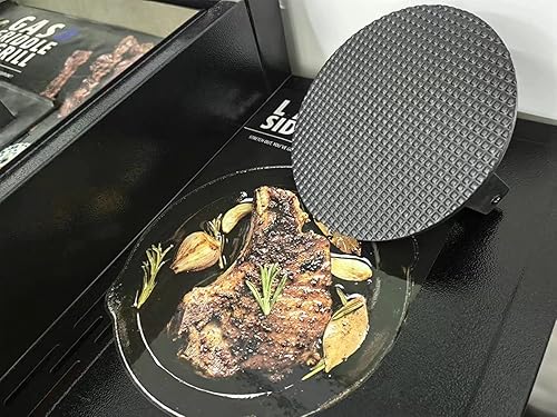 Miniatura 6 de Burger Press - Bistec rectangular de hierro fundido de 7.08 pulgadas y 8.3 x 4.3 pulgadas con mango de madera para parrillas Blackstone Camp Chef