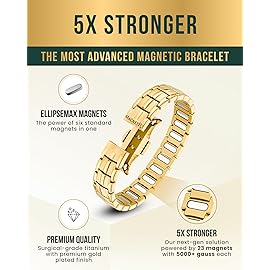 MagnetRX Magnetic Bracelets for Men - EllipseMAX 5X Strength 5,000 Gauss Magnets - Designed in USA & Patent Pending - Premium Titanium Mens Magnetic Bracelet & Adjustable Length (Gold)