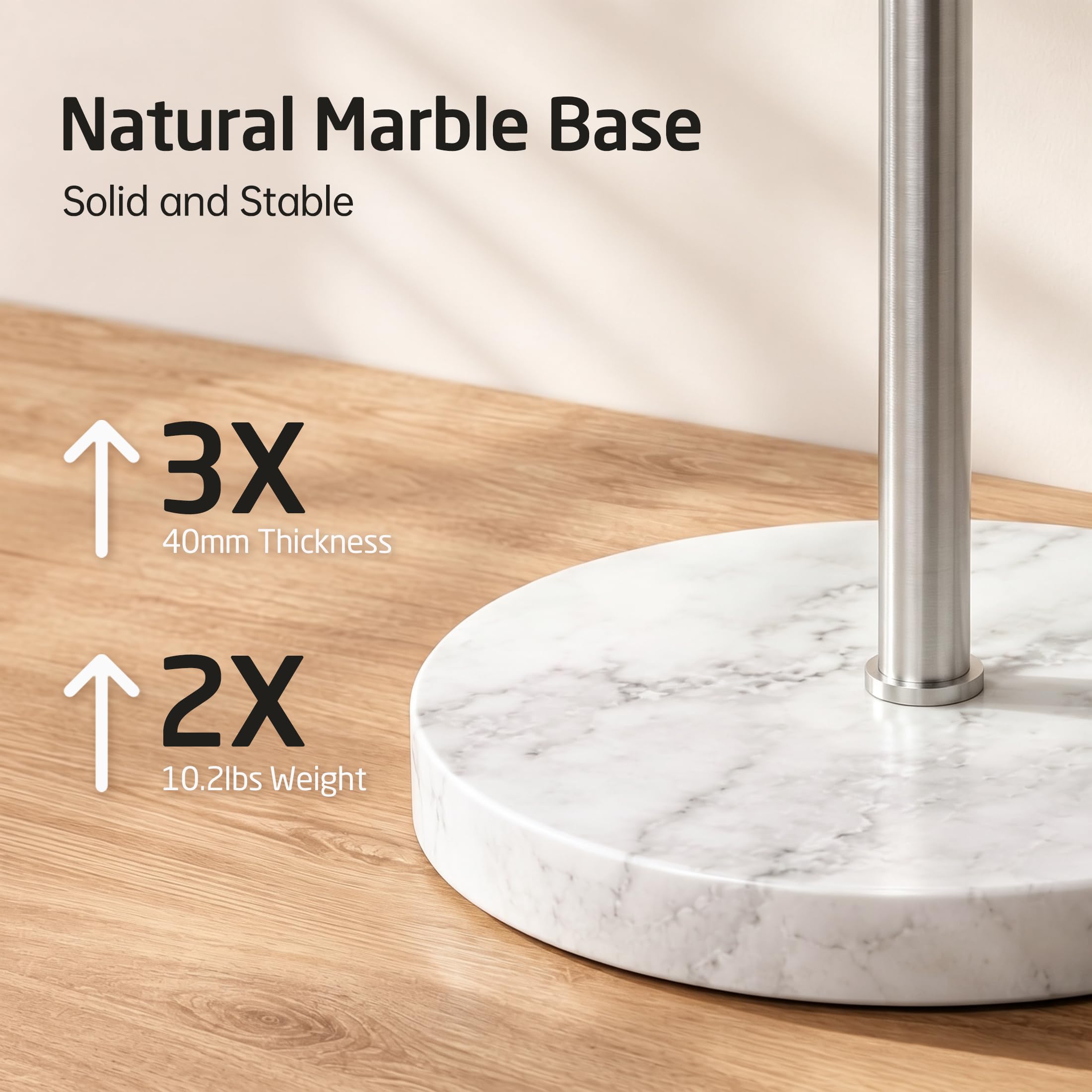 KES Toalleros de Pie Toallas Baño 4 Barras Giratorio con Base de Mármol Toalleros de Baño de Pie Acero Inoxidable 18/8 Toallero de Barra Cepillado, BTH219S4-2 | Base pesada de 10 libras, soporte de suelo, barras giratorias, 2,21 cm de grosor, acero SUS304