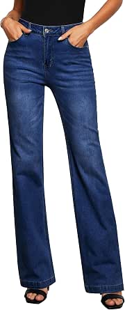 GRAPENT Women's Flare Jeans High Waisted Wide Leg Baggy Denim Pants