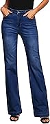GRAPENT Womens Flare Jeans High Waisted Wide Leg Baggy Jean for Women Stretch Denim Pants