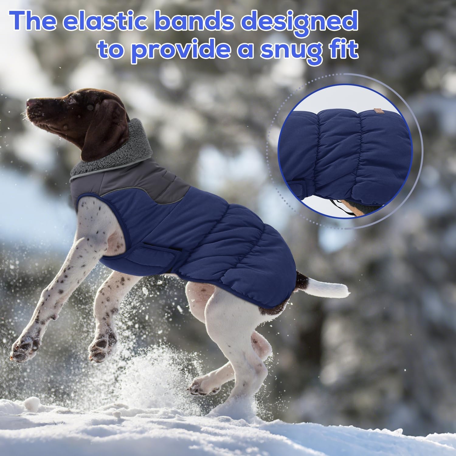 EMUST Small Dog Coat, Thick Warm Dog Fleece Jacket S, Windproof Waterproof Pet Apparel for Small Medium Large Dogs, Puppy Sweater Clothes for Small Dogs with Furry Collar, Dark Blue