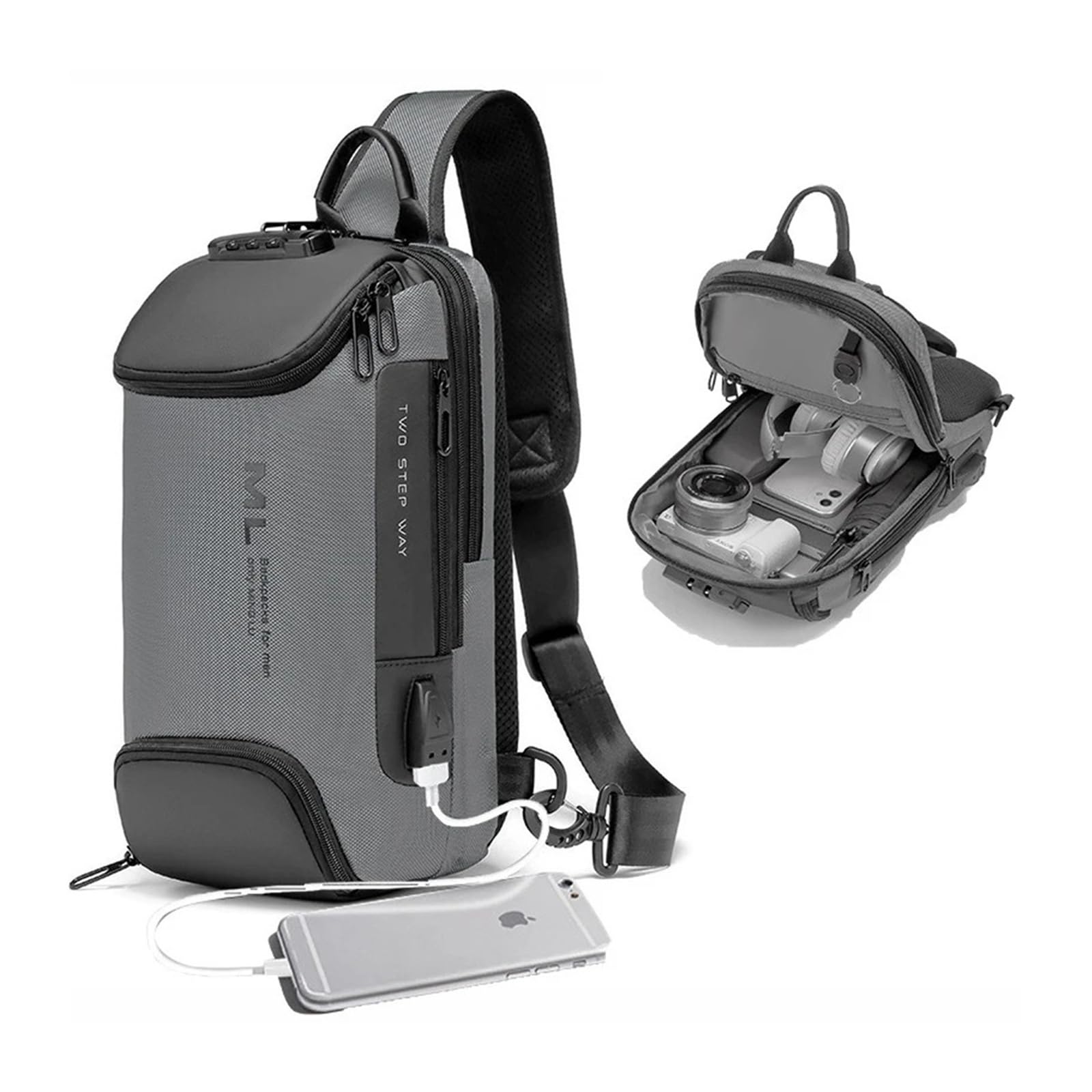 Uomini Moda Antifurto Blocco Multifunzione Borse A Tracolla Ricarica USB Sling Crossbody Viaggio Messenger Borsa Petto Pack Per Maschio