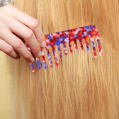 Miniatura 10 de Beaupretty Peine de dientes anchos, peine de pelo de carey simple, vintage, peine antiestático, peine grande de plástico, herramientas de peluquería