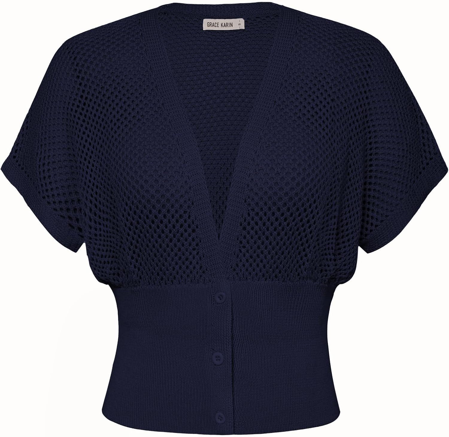 GRACE KARIN 2026 Women Short Sleeve Crochet Cardigan Summer Draped V-Neck Bolero Shrug Sweater Hollow Out Beach Cover Up - Image 2