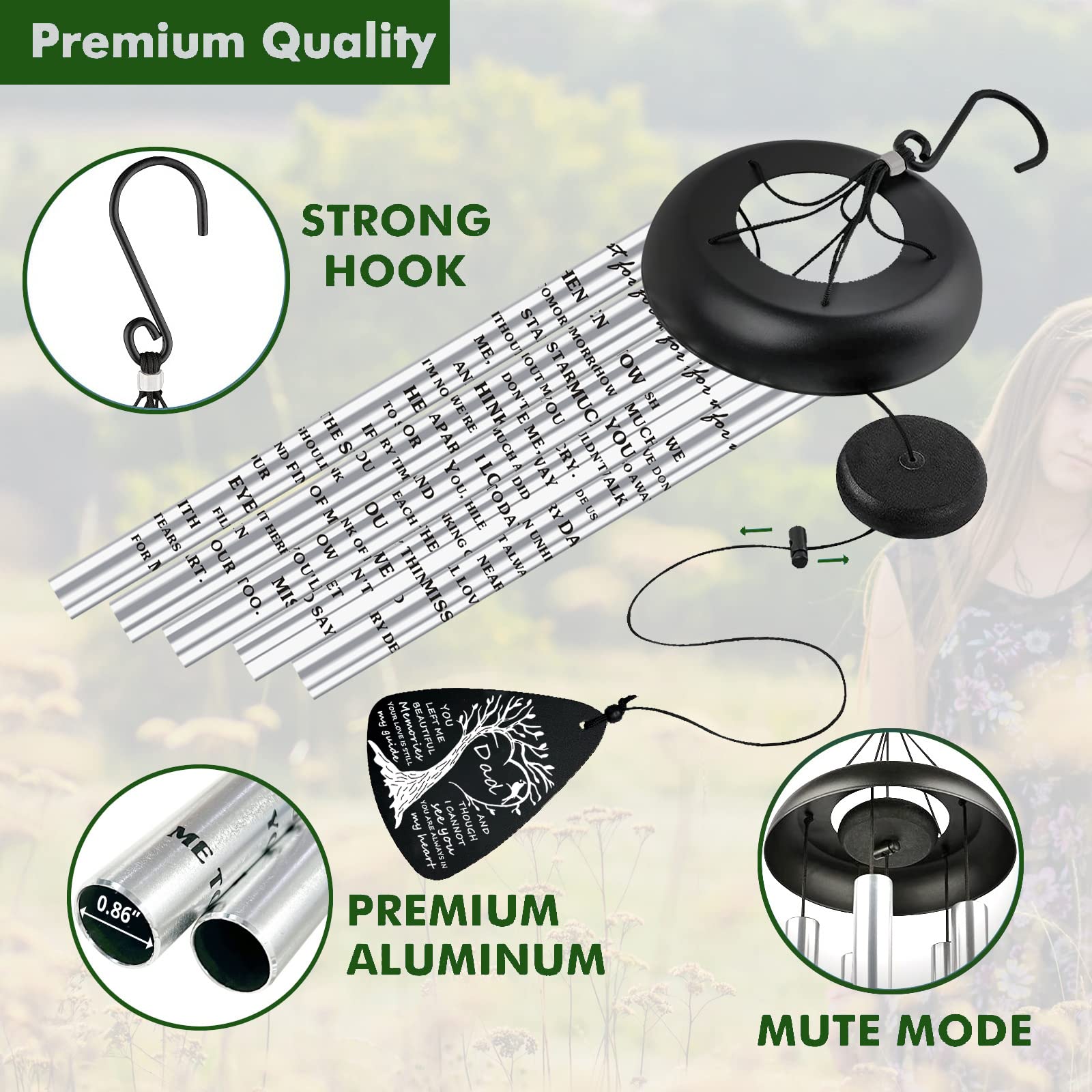 Bereavement Memorial Sympathy Gifts for Loss of Dad Father, Memorial Sympathy Wind Chimes for Loss of Father Sympathy Gift, in Memory of Dad Loved One Gifts Ideas 5