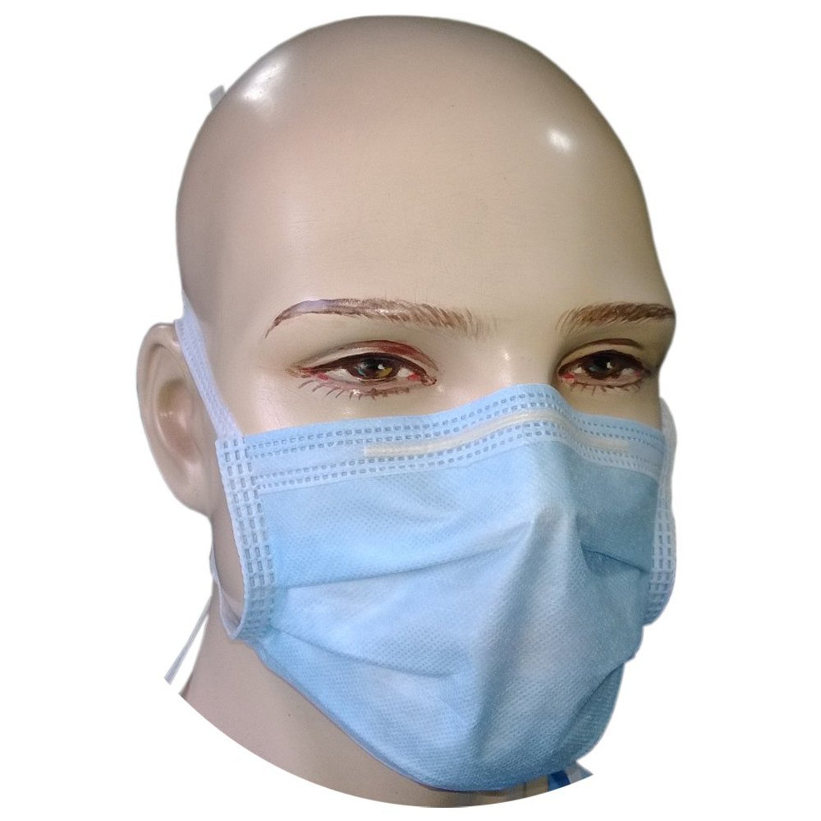 NUVO MEDSURG Melt-Blown Fabric Disposable Face Mask 4Ply with Tie Nose Clip (Blue, Pack of 100) for Unisex Adult