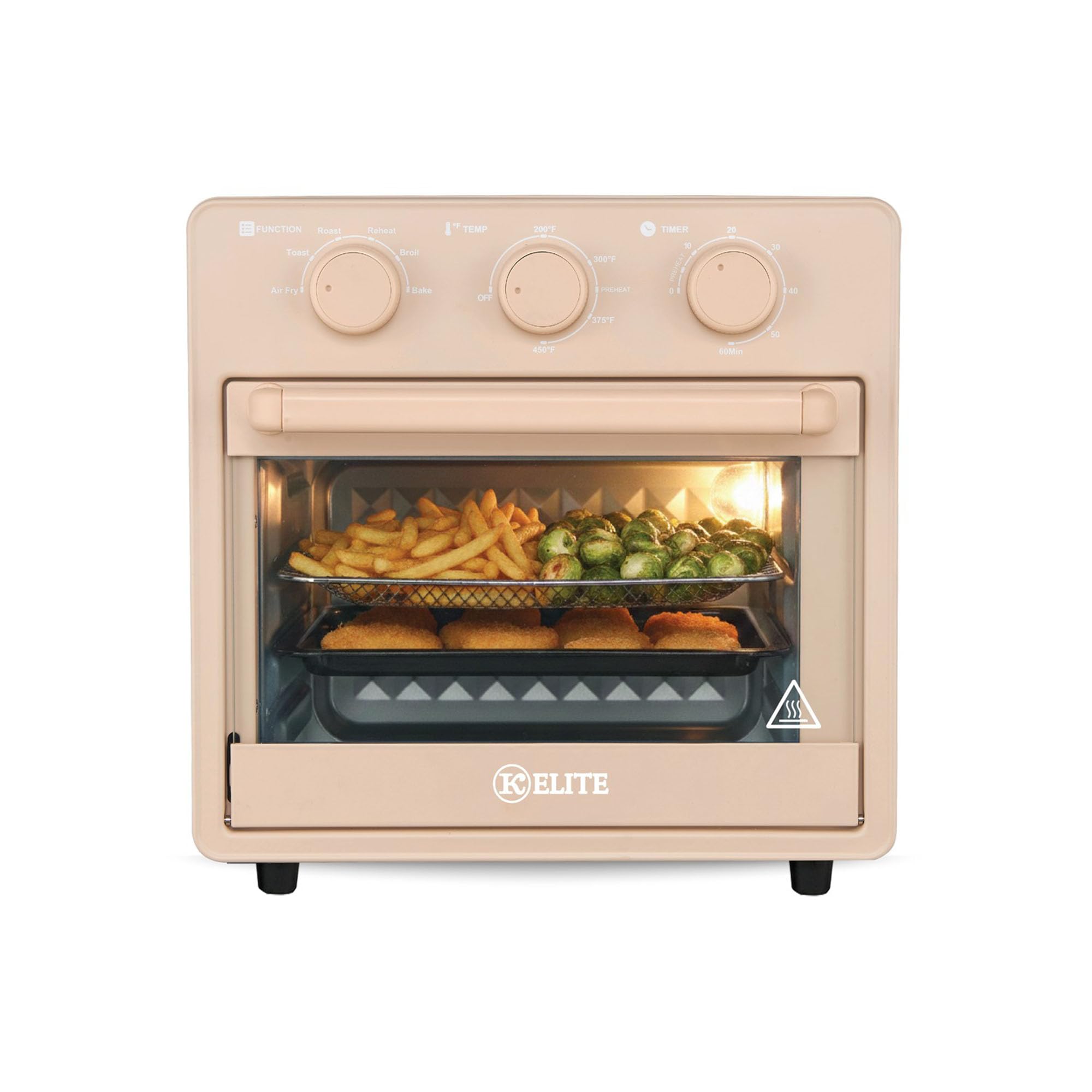 Kitchen Elite Mechanical Air Fryer Oven with Viewing Window, Orange, 16 Qt