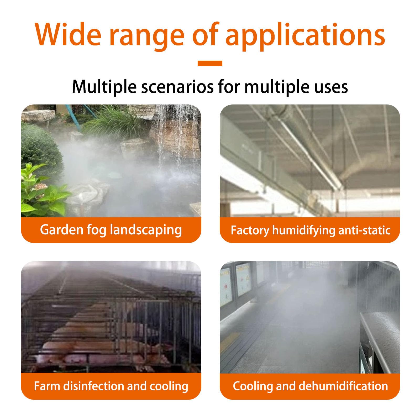Kit de boquillas de nebulización de latón, 50 cabezales de pulverización atomizadores de baja presión para sistema de refrigeración al aire libre, diámetro de orificio de 0,4 mm, rociador de agua de