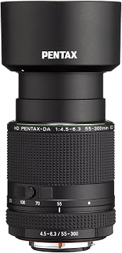 HD PENTAX-DA 55-300mmF4.5-6.3ED PLM WR RE Telephoto zoom lens High-speed and Quiet AF operation Weather-resistant construction Minimum focusing distance of 0.95 meters Compact and light weight