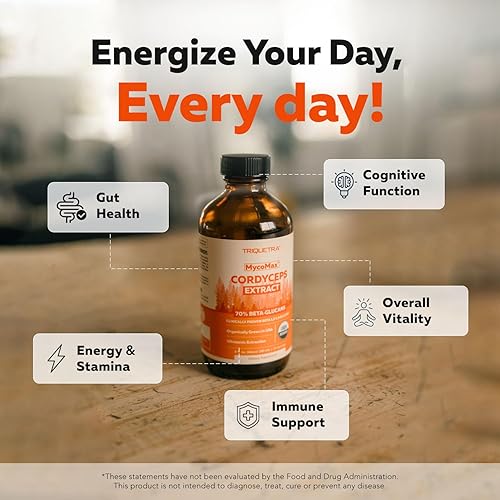 Miniatura 2 de Extracto orgánico de hongos Cordyceps  70% beta-glucanos  niveles de nutrientes activos más altos, tincutura Cordyceps de máxima potencia, cultivada