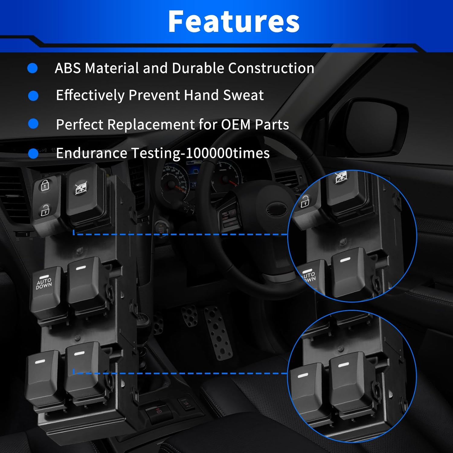 Upgraded 93570-3W000 Window Control Switch Front Left Driver Side for:-Kia for:-Sportage 2014 2015 2016 Power Window Switch, 935703W000 (1PC)