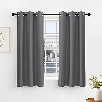 RYB HOME Mini Curtains for Small Window, Blackout Privacy Short Curtains Drapes Energy Efficient Shades for RV Camper Cafe Bathroom, W29 x L45 inches, Set of 2, Teal