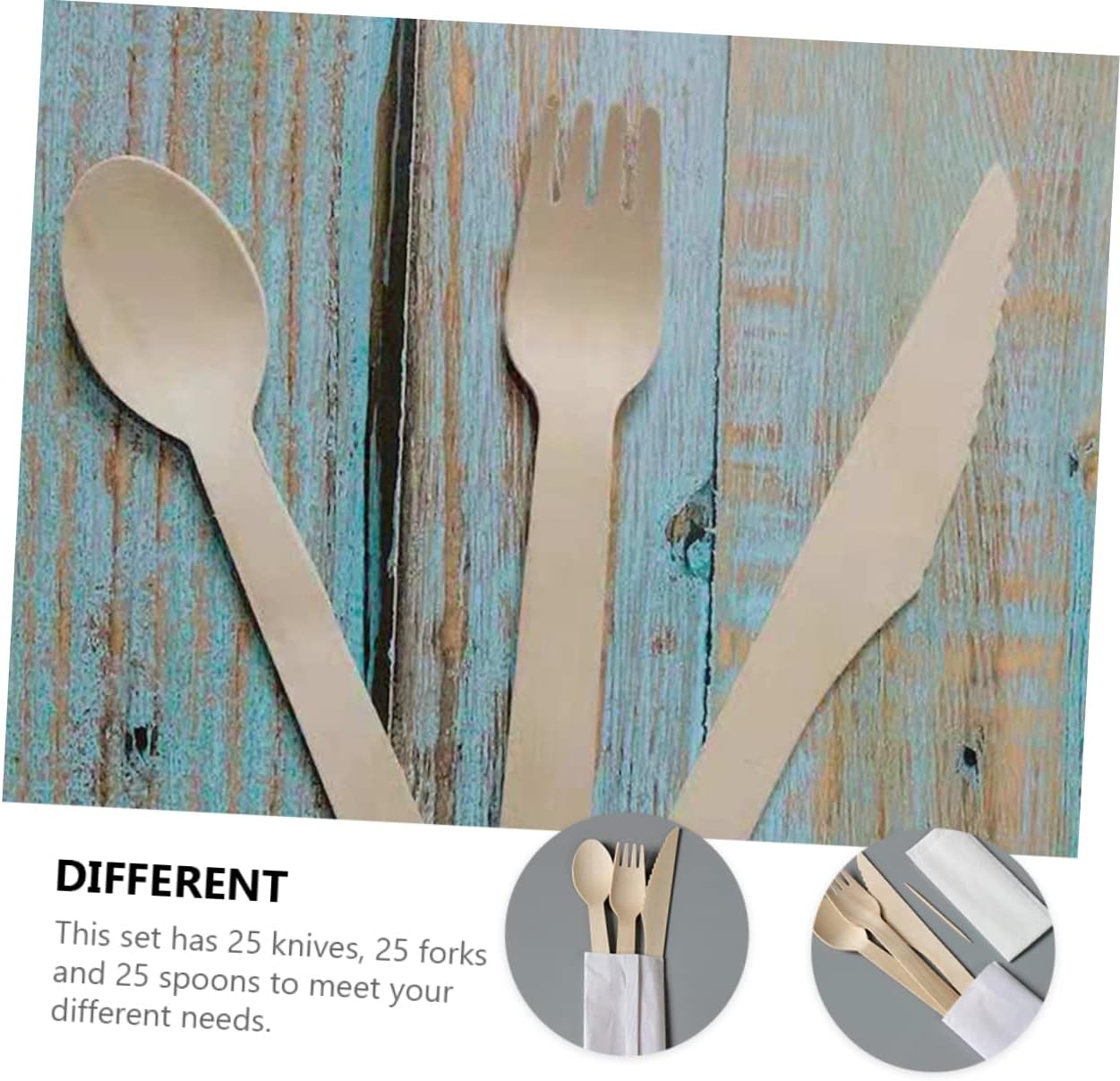 VOSAREA 1set Wood Cutlery Set Knives Forks Spoons Reusable Utensils for Wedding Party