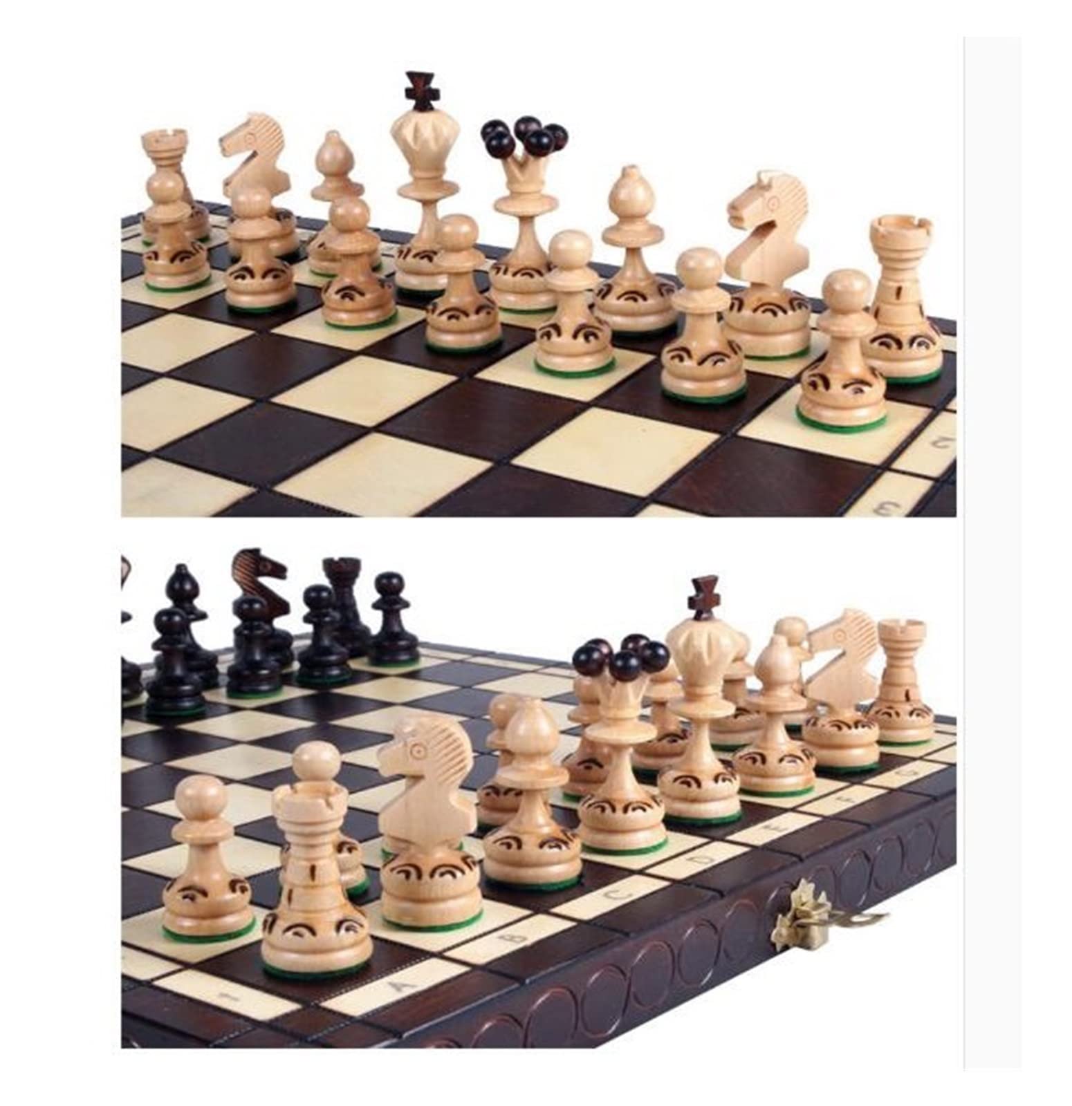 Szachy 14x14in Przenośny Zestaw Do Gry W Szachy Podróżne, Drewniane Szachy Warcaby Zestaw Ręcznie Robiony Zestaw Szachów Chess Jeu