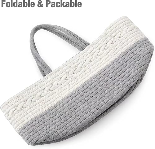 Miniatura 6 de PandaEar Organizador de pañales de bebé para niños y niñas, cesta portátil para pañales de bebé, organizador de pañales de cuerda de algodón de